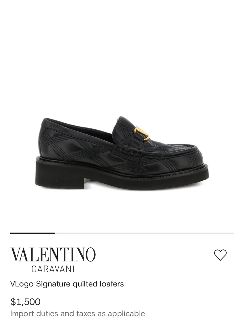 Valentino Garavani Black Quilted VLogo Penny Loafers